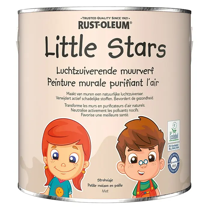 Rust-Oleum Little Stars Muurverf Luchtzuiverend - Strohuisje, 2,5 l, Extra mat - Vooraanzicht