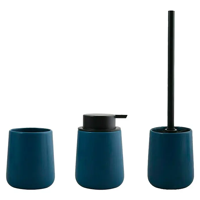 MSV Maonie Set de accesorios de baño - 3 pzs., Azul oscuro - Vista frontal