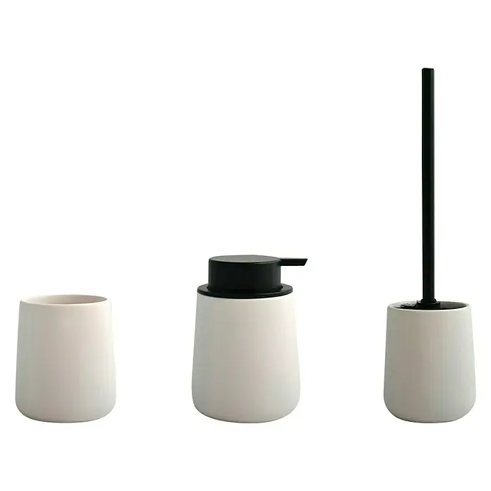 MSV Maonie Set de accesorios de baño - 3 pzs., Blanco - Vista frontal
