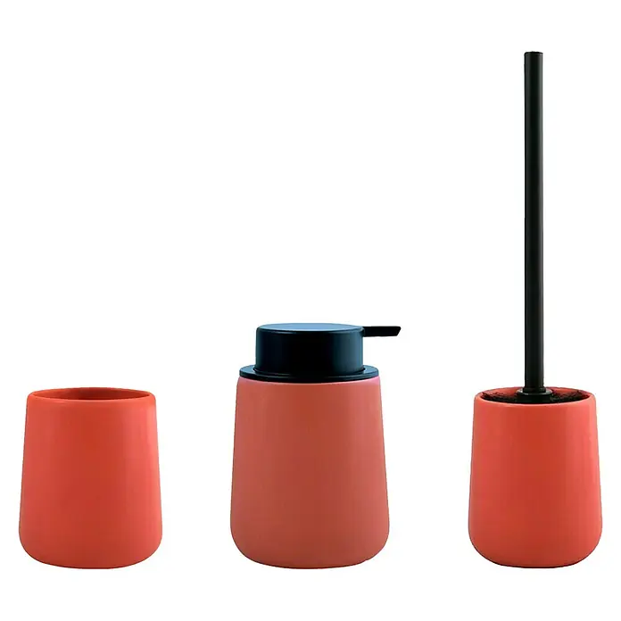 MSV Maonie Set de accesorios de baño - 3 pzs., Terracotta - Vista frontal