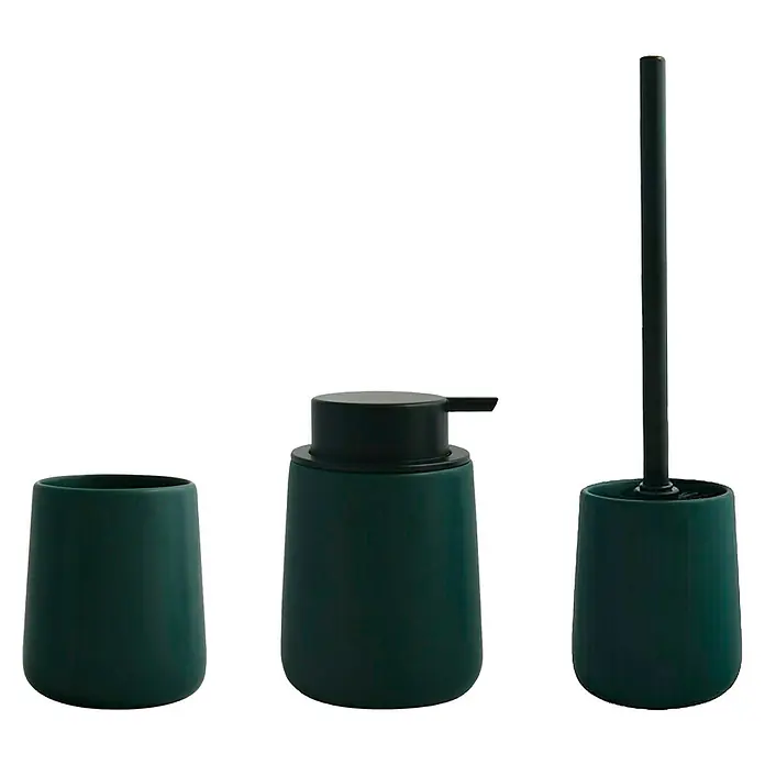MSV Maonie Set de accesorios de baño - 3 pzs., Verde oscuro - Vista frontal