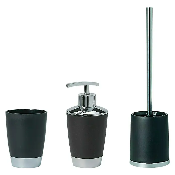 Venus Milano Set de accesorios de baño - 3 pzs., Negro - Vista frontal