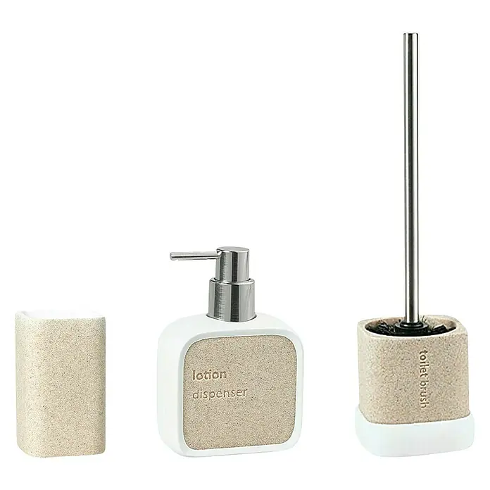 Venus Nara Set de accesorios de baño - 3 pzs., Blanco/Arena - Vista frontal