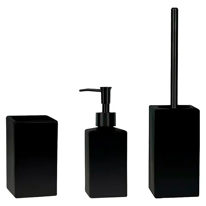 Spirella Set de accesorios de baño Quadro-matt - 3 pzs., Negro - Vista angular