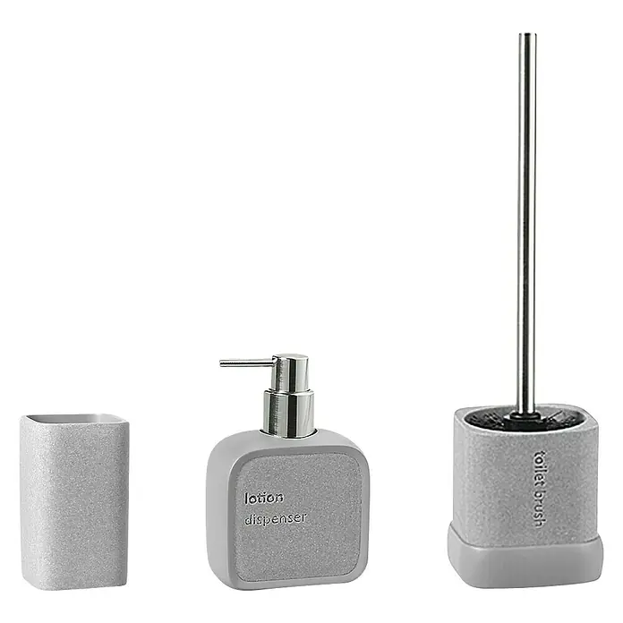 Venus Aiden Set de accesorios de baño - 3 pzs., Gris - Vista frontal