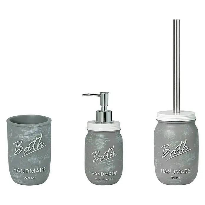 Venus Bath Set de accesorios de baño - 3 pzs., Gris/Blanco - Vista frontal