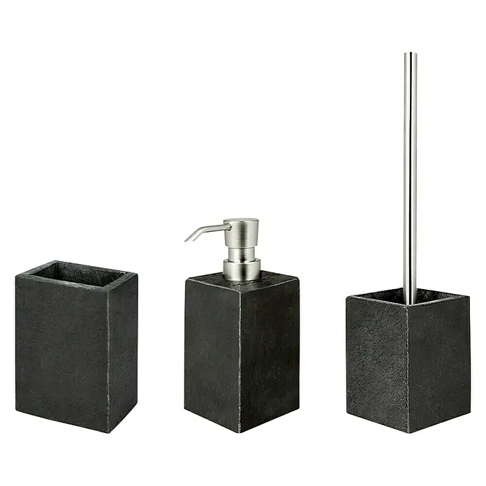 Bath Stage B-Black Set de accesorios de baño - 3 pzs., Negro - Vista angular