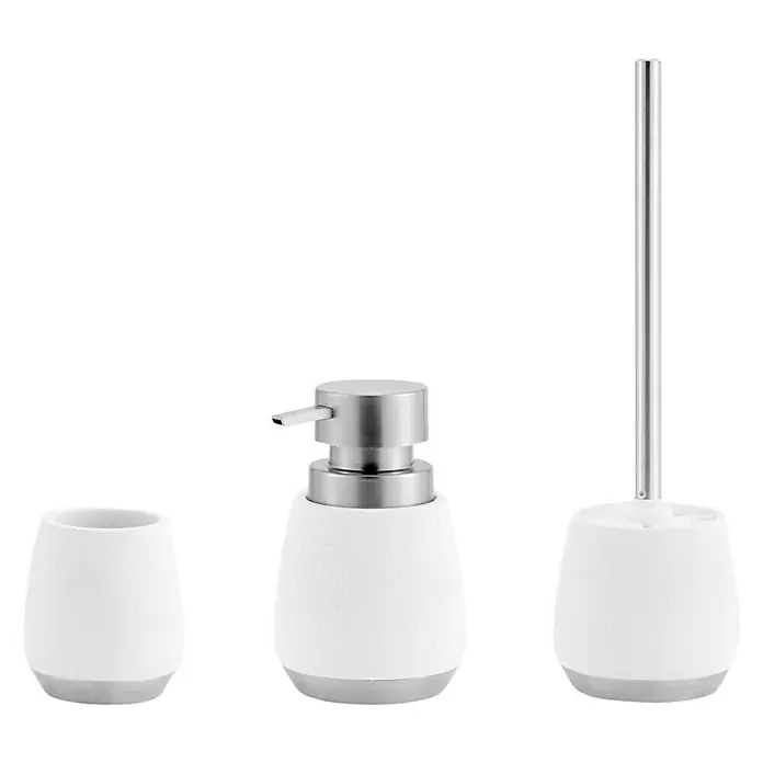 Camargue Bosse Set de accesorios de baño - 3 pzs., Blanco/Inox - Vista frontal