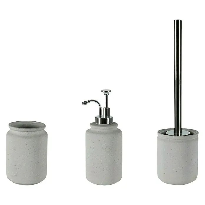 Spirella Set de accesorios de baño Cement - 3 pzs., Gris - Vista frontal