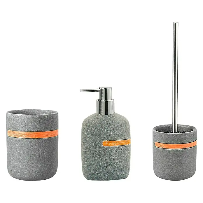Venus Empire Set de accesorios de baño - 3 pzs., Gris - Vista frontal