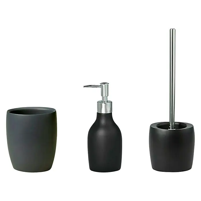 Venus Flakoni Set de accesorios de baño - 3 pzs., Negro - Vista frontal