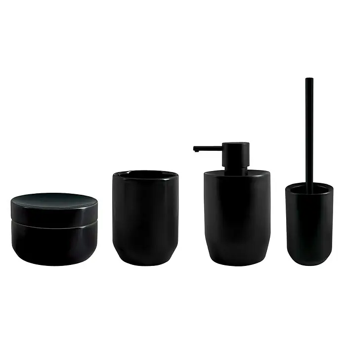 Spirella Jaro Set de accesorios de baño - 4 pzs., Negro - Vista frontal