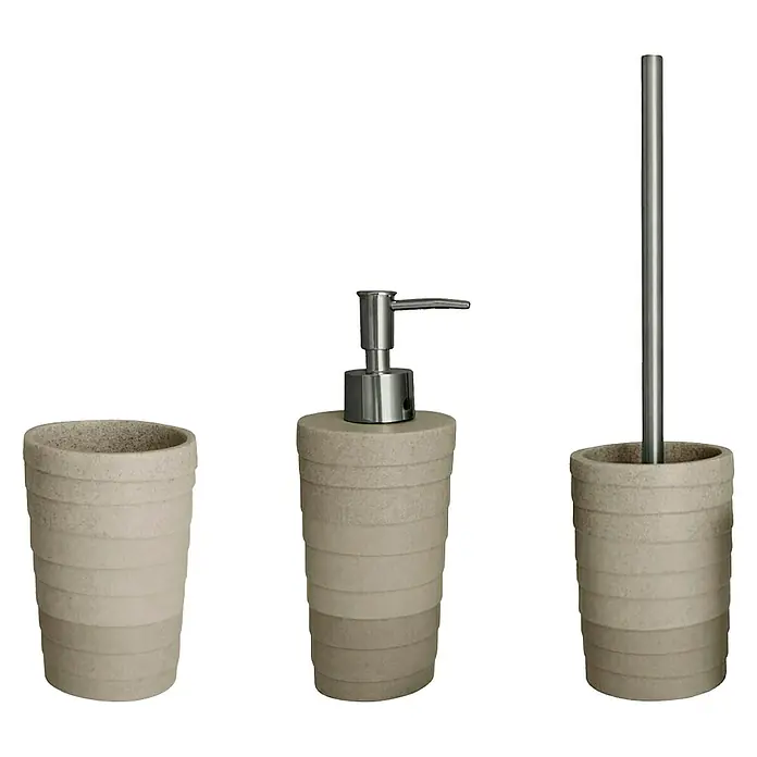 Aquasanit Layer Set de accesorios de baño - 3 pzs., Marrón - Vista frontal