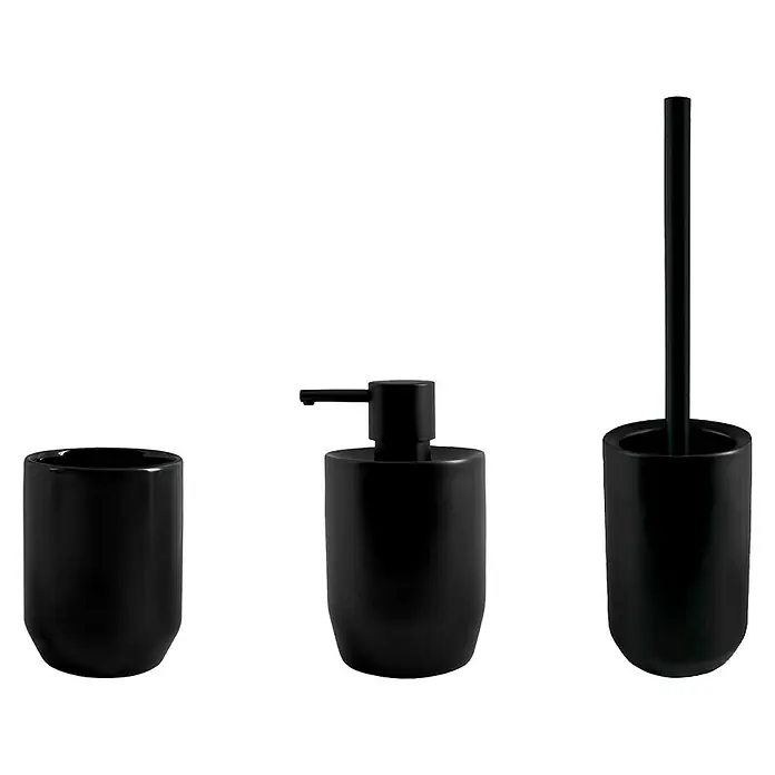 Spirella Jaro Set de accesorios de baño - 3 pzs., Negro - Vista frontal