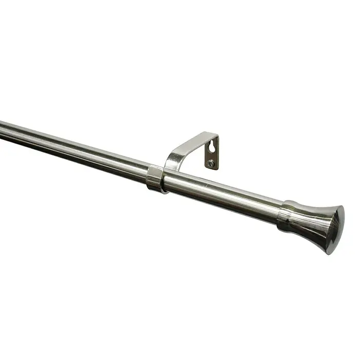 Stilgarnitur - Länge Gardinenstange: 190 cm - 340 cm, Edelstahloptik, Konusförmig