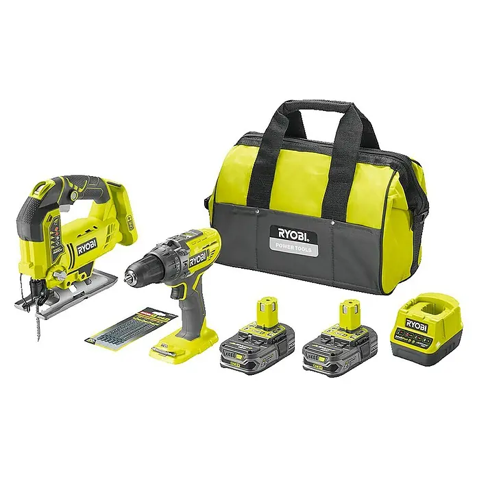 Ryobi ONE+ Machineset RCK182B-225SA6 - 18 V, Inhoud: 7 -delig - Diagonaal zicht