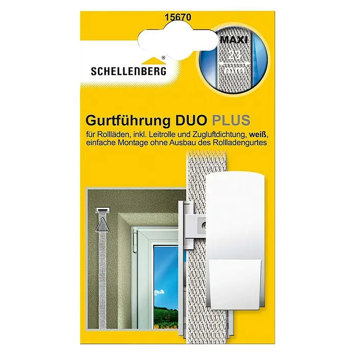 Schellenberg Gurtführung Maxi - Gurtbreite: 23 mm, Schwere Rollläden, Zugluftdichtung, Weiß - Vorderansicht