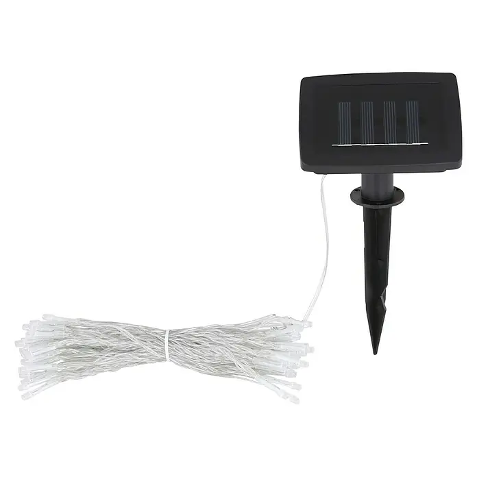 Globo Solar-Lichterkette - 10 m, IP44, Anzahl LED: 50 Stk., Lichtfarbe: Warmweiß - Vorderansicht