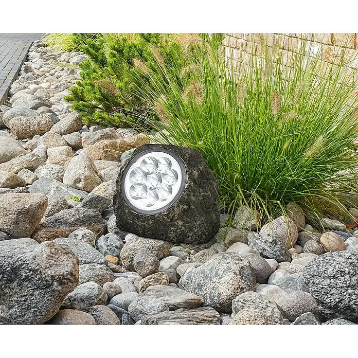 Globo Solarleuchte Stein - IP44, Kunststoff, Anzahl LED: 8 Stk., Lichtfarbe: Neutralweiß - Stimmungsaufnahme