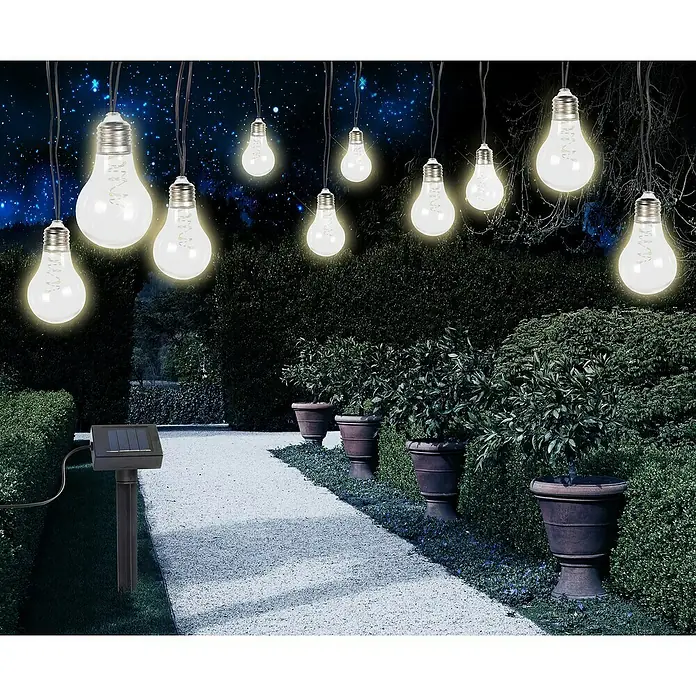 Globo Solar-Lichterkette Bulb - 10 x 0,3 W, Klar - Stimmungsaufnahme
