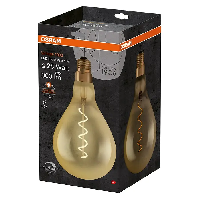 Osram Vintage 1906 Bombilla LED - E27, 4 W, 300 lm - Vista angular