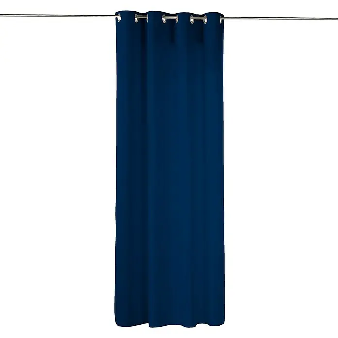 Cortina con ollaos Velvet - 140 x 270 cm, 100% poliéster, Azul