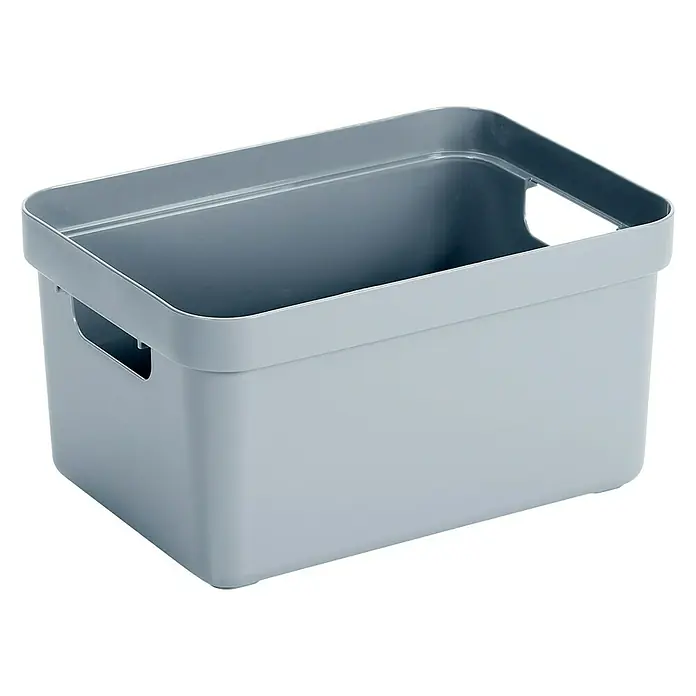 Sunware Aufbewahrungsbox Sigma Home - L x B x H: 25,2 x 18 x 12,2 cm, Kunststoff, Blaugrau - Linke Seitenansicht