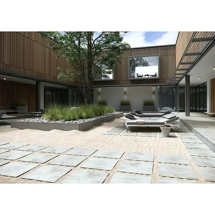 Terrassenfliese METROPOLIS LIGHT - 59,3 x 59,3 x 2 cm, Light Grey, Matt - Stimmungsaufnahme