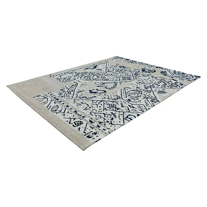 Kayoom Flachgewebeteppich River 120 - Grau/Schwarz, 150 x 80 cm, 70 % Baumwolle, 30 % Polyester - Linke Seitenansicht