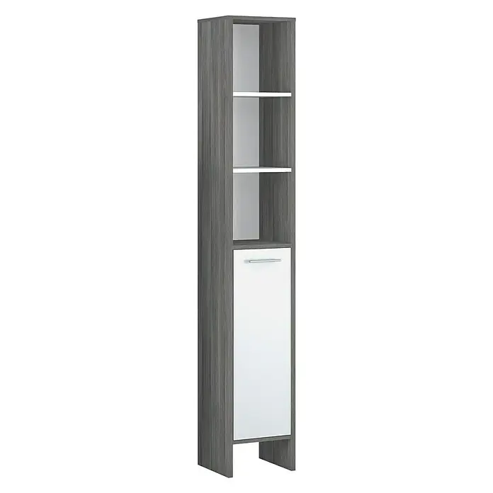 Oslo Hochschrank - 33 x 28 x 195,5 cm, Grafit, Weiß - Vorderansicht