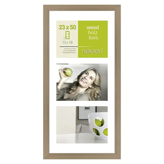Nielsen Bilderrahmen Apollo - Alt-Silber, 23 x 50 cm, Holz, 3 Fotoplatzhalter - Vorderansicht