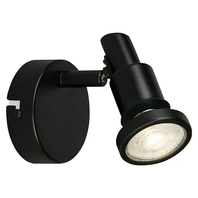 B-Leuchten LED-Deckenstrahler - 4,8 W, L x B x H: 8 x 8 x 10,6 cm, Schwarz, Warmweiß, 1 Stk. - Diagonale Ansicht