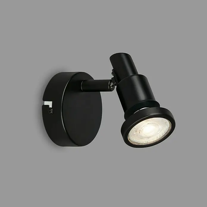 B-Leuchten LED-Deckenstrahler - 4,8 W, L x B x H: 8 x 8 x 10,6 cm, Schwarz, Warmweiß, 1 Stk. - Stimmungsaufnahme