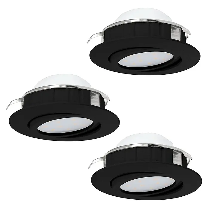 Eglo LED-Einbauspot PINEDA - Warmweiß, Durchmesser: 8,4 cm, 3 Stk. - Diagonale Ansicht