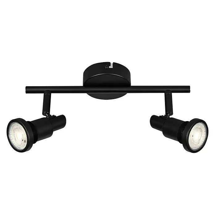 B-Leuchten LED-Deckenstrahler - 4,8 W, L x B x H: 27,5 x 8 x 12,3 cm, Schwarz, Warmweiß, 2 Stk. - Diagonale Ansicht