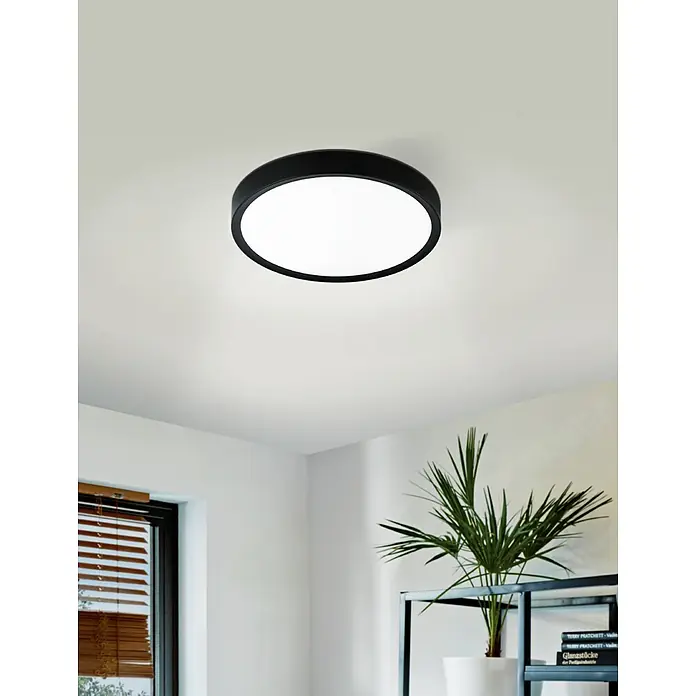 Eglo LED-Deckenleuchte rund GIGLIO - 14,6 W, Ø x H: 34 x 6 cm, Schwarz, Warmweiß - Stimmungsaufnahme