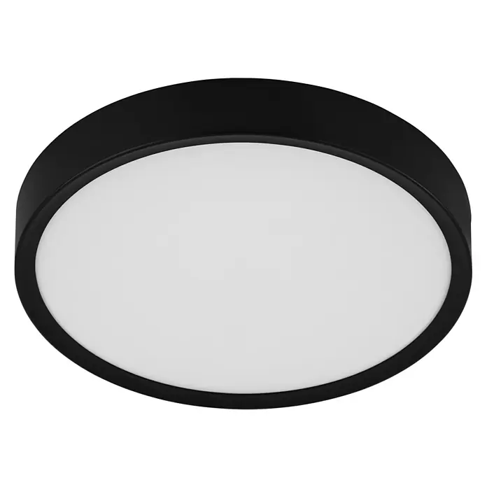 Eglo LED-Deckenleuchte rund GIGLIO - 14,6 W, Ø x H: 34 x 6 cm, Schwarz, Warmweiß - Diagonale Ansicht