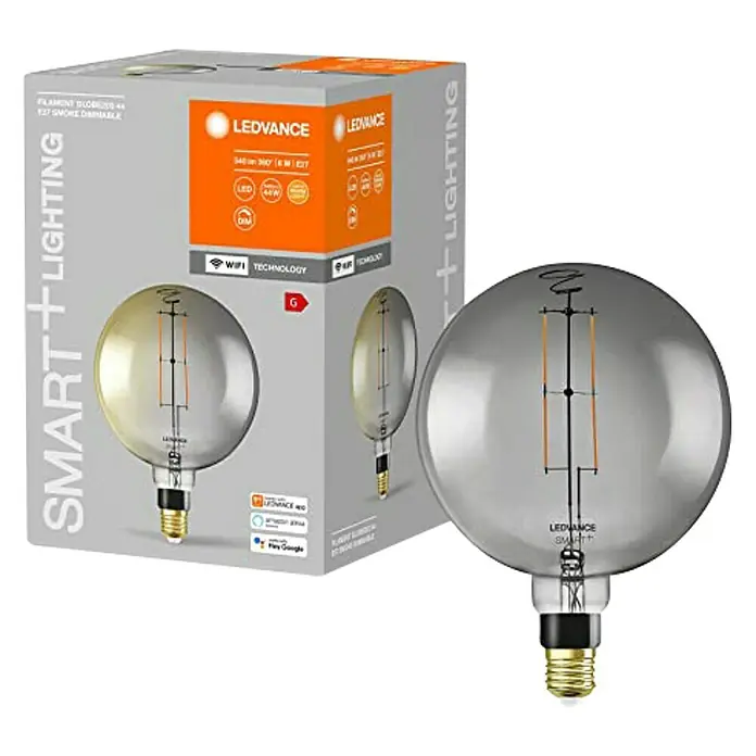Ledvance Smart+ WiFi Bombilla LED inteligente Vintage Globo Smoke - E27, 6 W, 500 lm - Vista angular