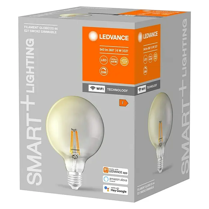 Ledvance Smart+ WiFi Bombilla LED inteligente Vintage Globo Smoke - E27, 6 W, 540 lm - Vista angular