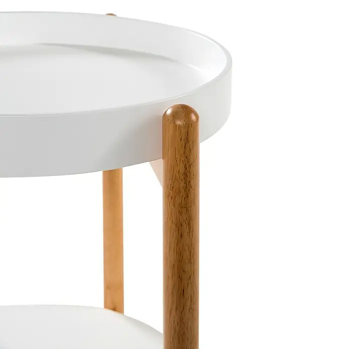 Phönix Rubby Beistelltisch - Ø x H: 40 x 45 cm, Weiß, Braun - Detailaufnahme