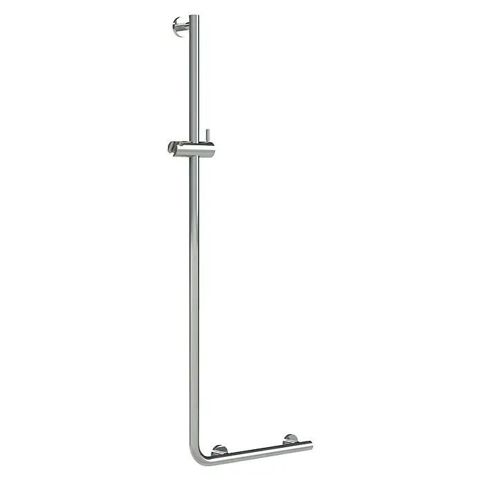 Tiger Boston Steungreep met douchestang Comfort & Safety - links - Breedte: 453 mm, Gepolijst RVS - Diagonaal zicht