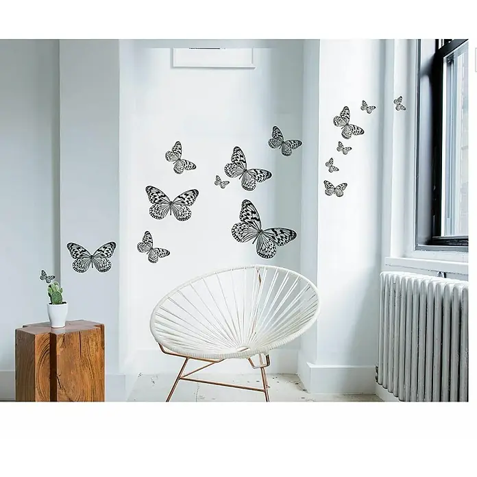 Adhesivos decorativos Mariposas B&W - 68 x 48 cm - Foto ambiente