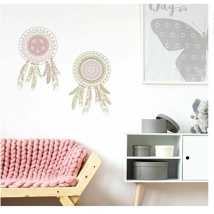 Vinilos decorativos Atrapa sueños - 1 pieza, Rosa, An x Al: 48 x 68 cm - Foto ambiente