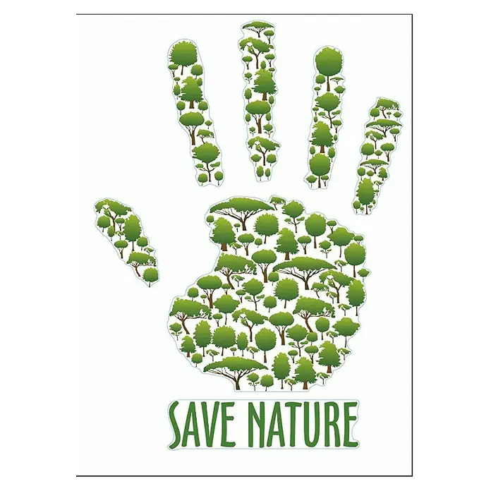 Vinilos decorativos Save Nature - 1 pieza, Verde, An x Al: 48 x 68 cm - Vista superior