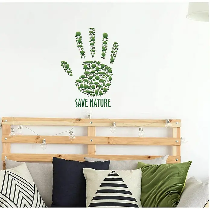 Vinilos decorativos Save Nature - 1 pieza, Verde, An x Al: 48 x 68 cm - Foto ambiente