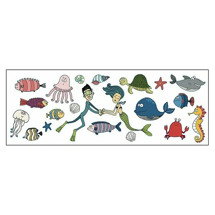 Vinilos decorativos Sirena - 1 pieza, Multicolores, An x Al: 24 x 68 cm - Vista superior