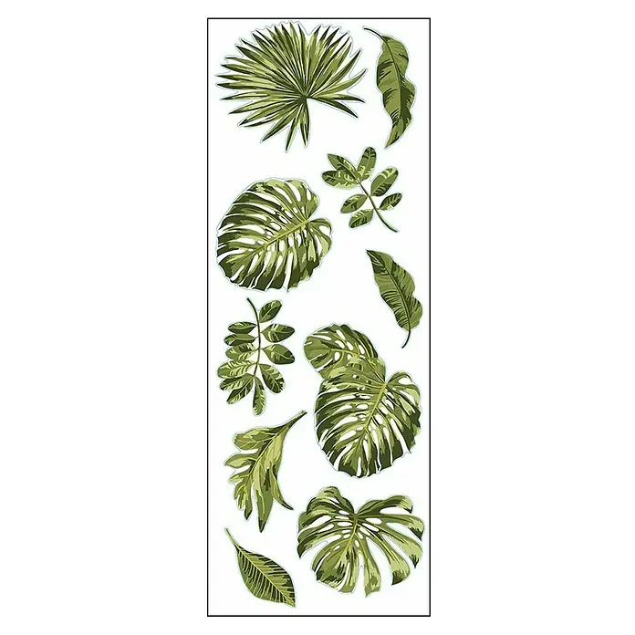 Vinilos decorativos Hojas tropicales - 1 pieza, Multicolores, An x Al: 24 x 68 cm - Vista superior