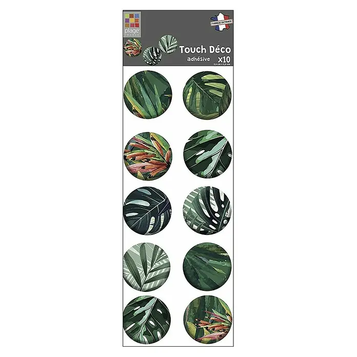 Adhesivos decorativos 3D Montsera - 2,5 x 2,5 cm, 10 piezas - Vista frontal