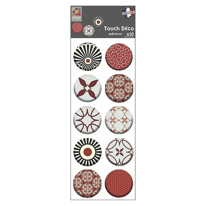 Adhesivos decorativos 3D Geometría roja - 2,5 x 2,5 cm, 10 piezas - Vista frontal