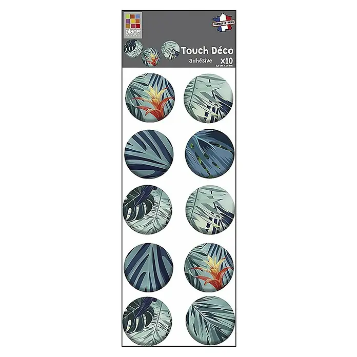 Adhesivos decorativos 3D Helechos - 2,5 x 2,5 cm, 10 piezas - Vista frontal
